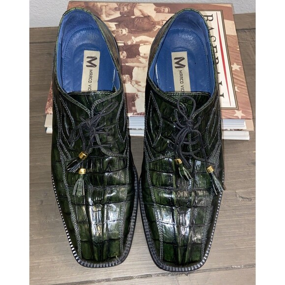 Marco Vicci NICHOLS Croc Embossed Tassel Dress Shoes Dark Green Vintage Size 11M main image 15